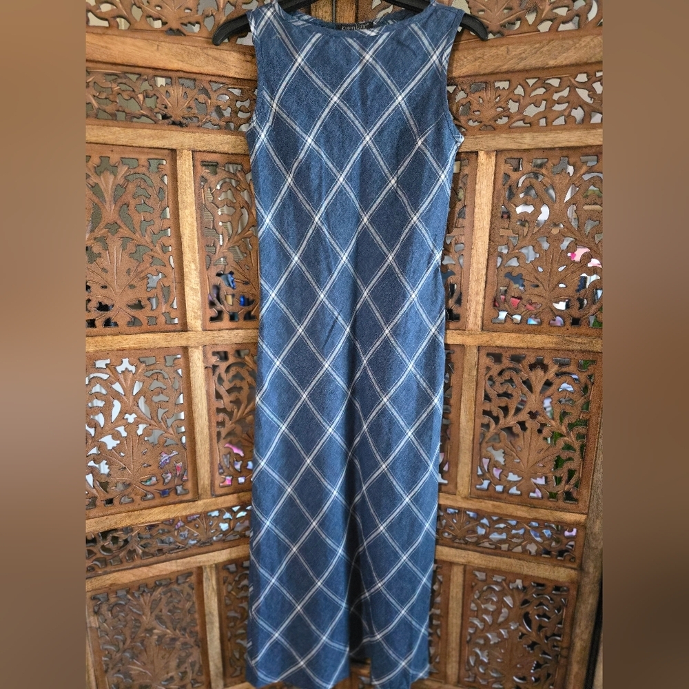 Karen Kane Blue Plaid Maxi Dress
